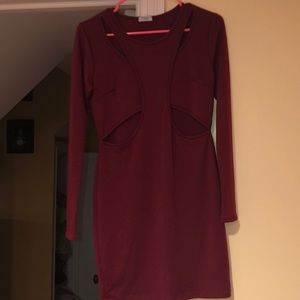 Long sleeve mini dress red